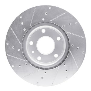 Chevrolet Corvette Brake Rotor (1) - Front Right - R1 Concepts - Drilled & Slotted - Silver - `14-`19